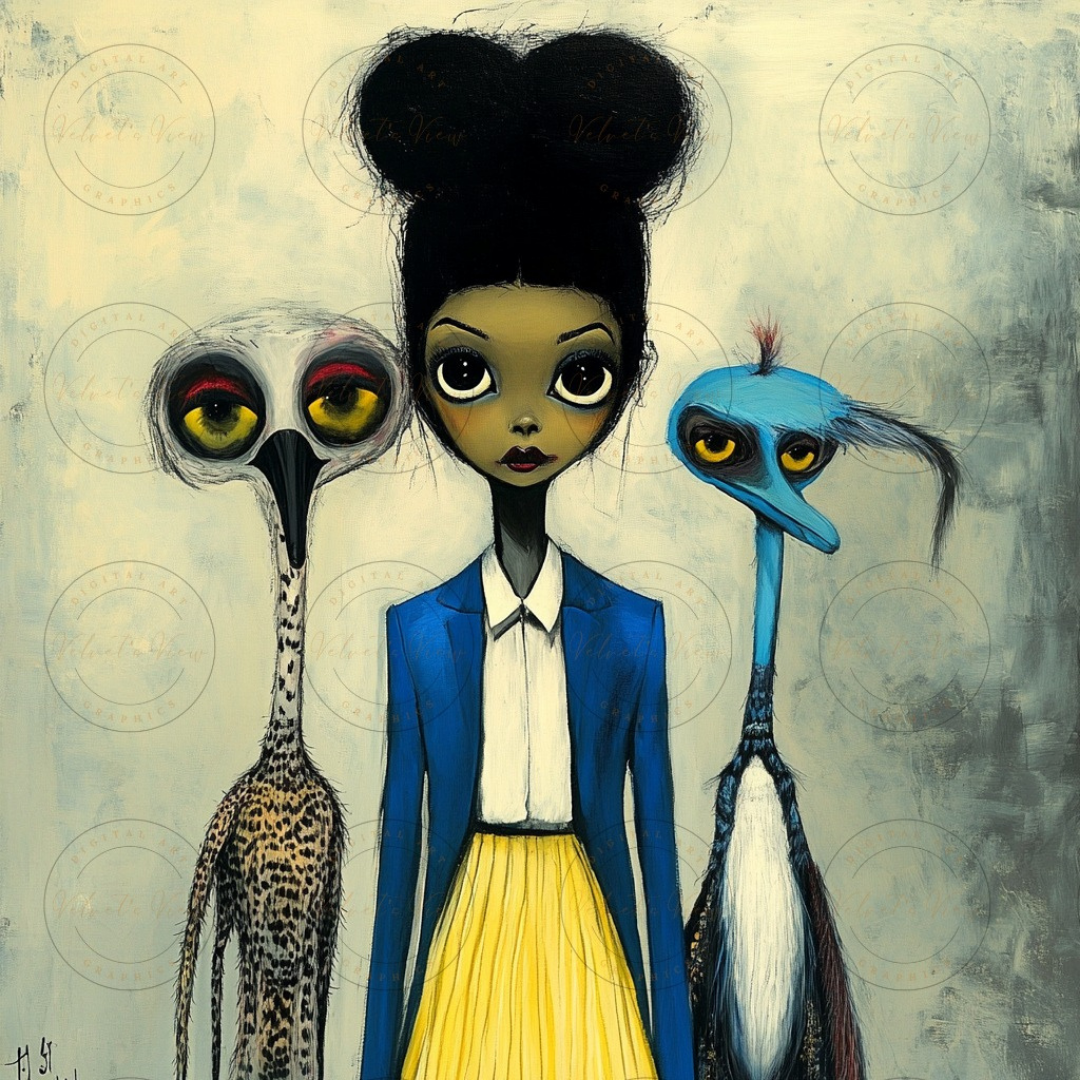 Black Girl Art  - Velvets View Digital Art - Birds of Whimsy Collection 612
