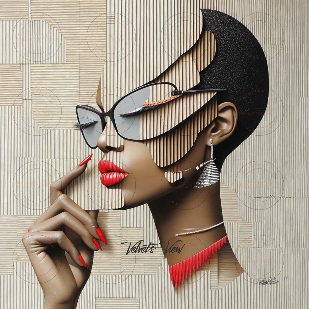 Black Girl Art  - Velvets View Digital Art - Elegance in Perspective: Where Bold Lines Meet Timeless Sophistication 402