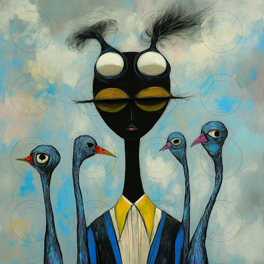 Black Girl Art  - Velvets View Digital Art - Birds of Whimsy Collection 610