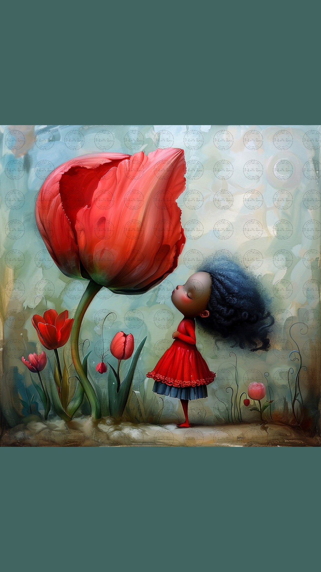 Black Girl Art - Kids Digital Art - Velvet's View - Tressa and Her Tulips 1019