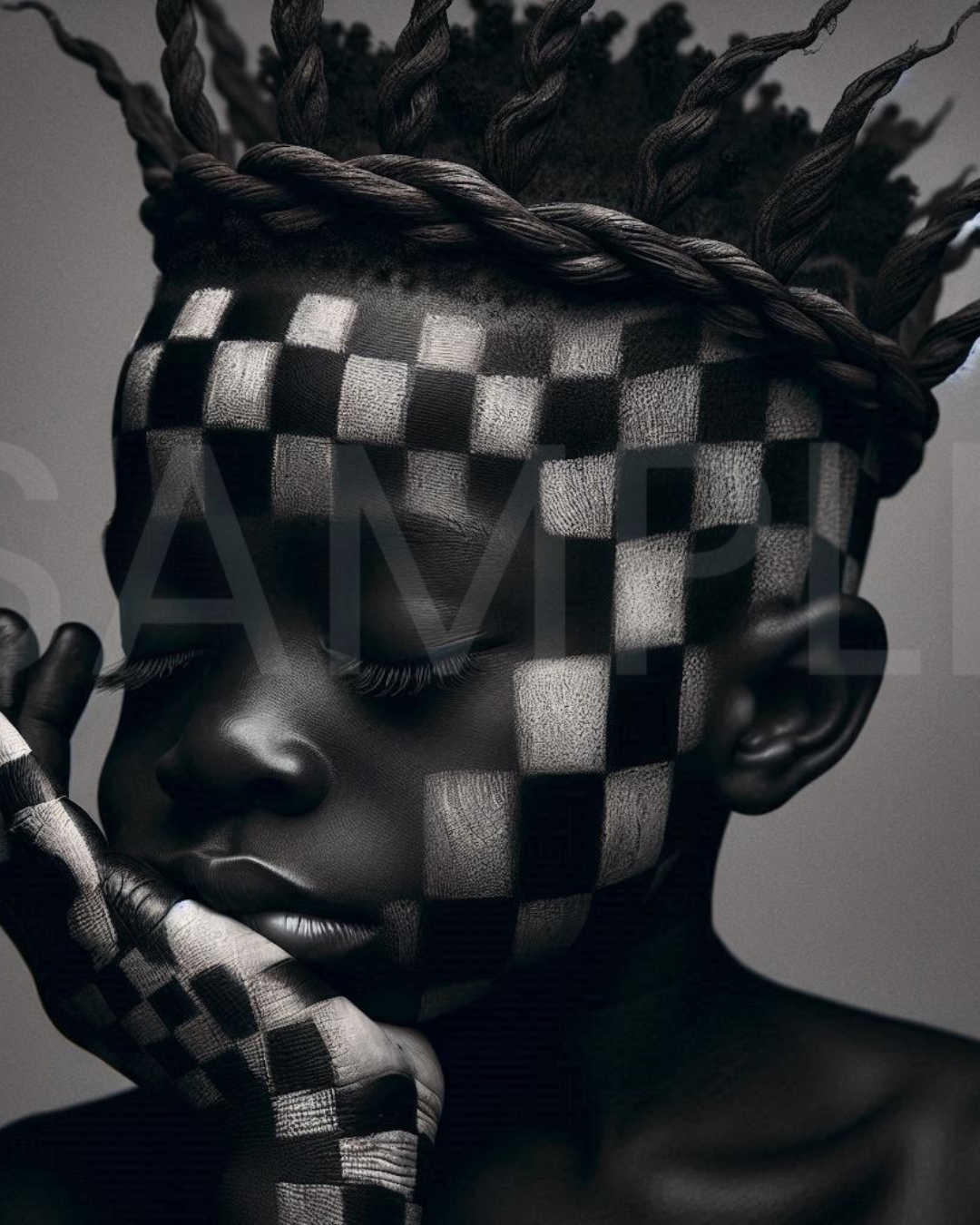 Crowned in Innocence: Afro Surreal Wooden-Inspired Kids Portraits – Velvet’s View Exclusive Digital Art Collection - 2589N1