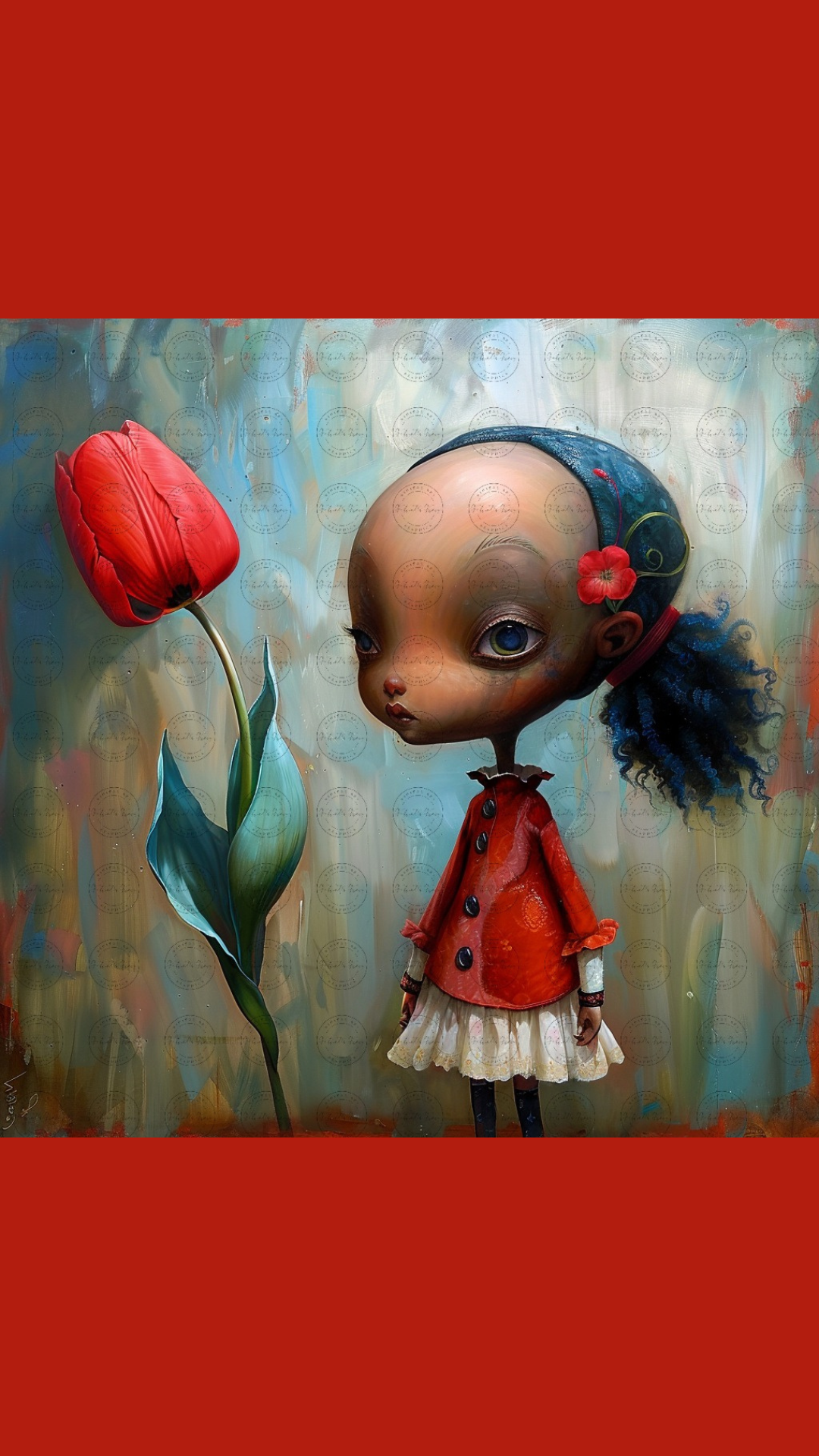 Black Girl Art - Kids Digital Art - Velvet's View - Tressa and Her Tulips 1015