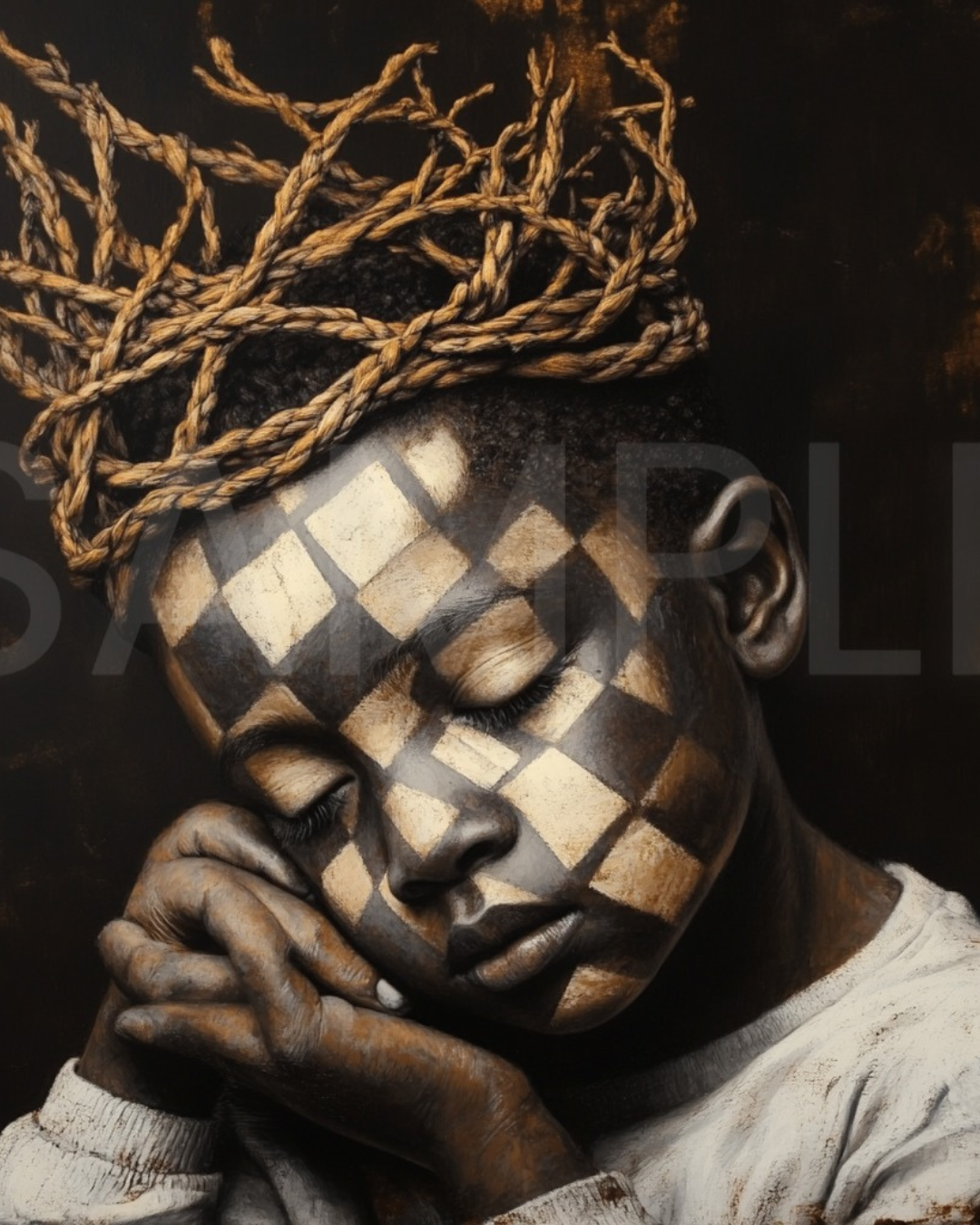 Crowned in Innocence: Afro Surreal Wooden-Inspired Kids Portraits – Velvet’s View Exclusive Digital Art Collection - 2589N6