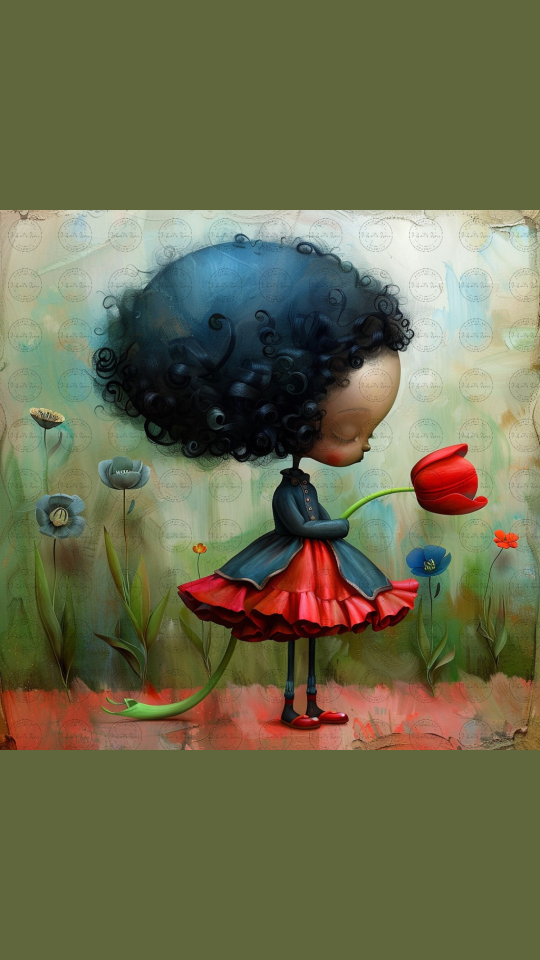 Black Girl Art - Kids Digital Art - Velvet's View - Tressa and Her Tulips 1017