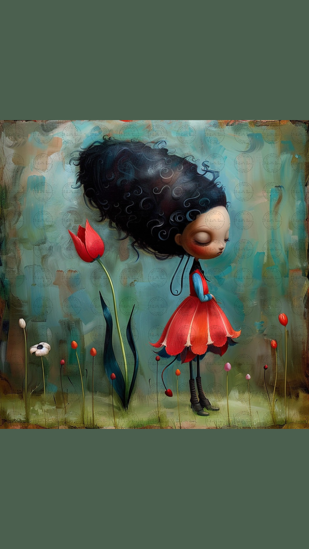 Black Girl Art - Kids Digital Art - Velvet's View - Tressa and Her Tulips 1021