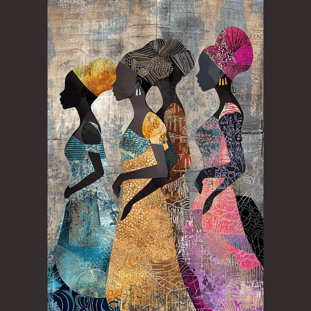 Black Girl Art  - Velvets View Digital Art - Silhouettes of Tradition - Celebrating African Elegance 660