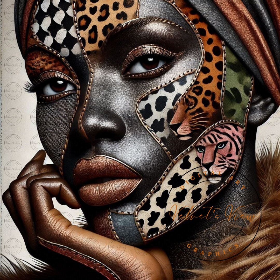 Black Girl Art  - Velvets View Digital Art - Wild Elegance - Faces of  Strength 203