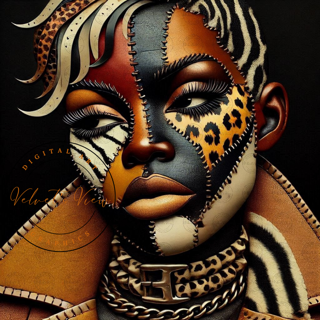 Black Girl Art  - Velvets View Digital Art - Wild Elegance - Faces of Strength 204