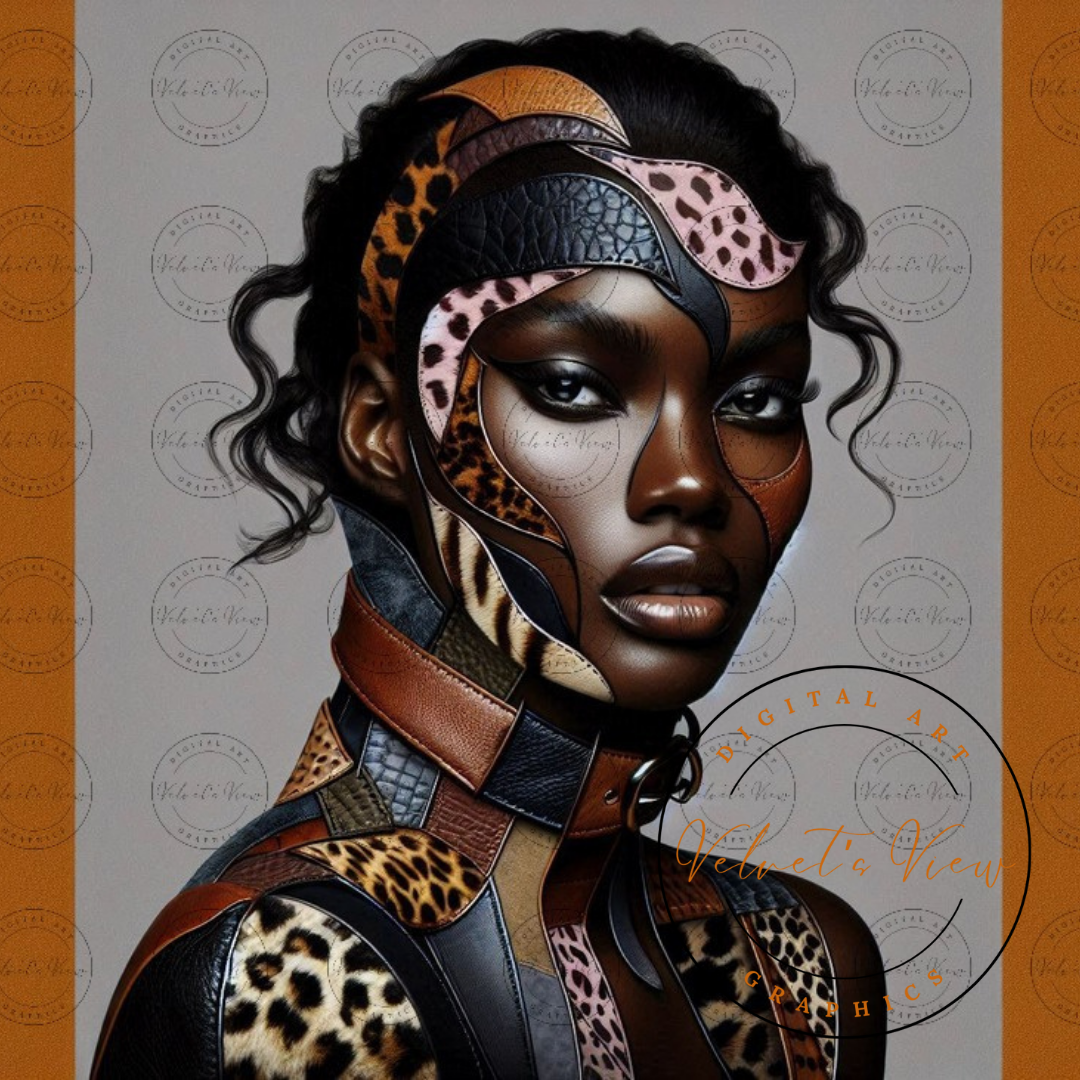 Black Girl Art - Velvets View - Wild Elegance: Faces of Strength 701