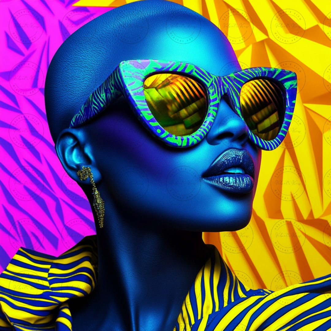 Black Girl Art  - Velvets View Digital Art - Radiance Reimagined - Vibrant Elegance in Motion 628
