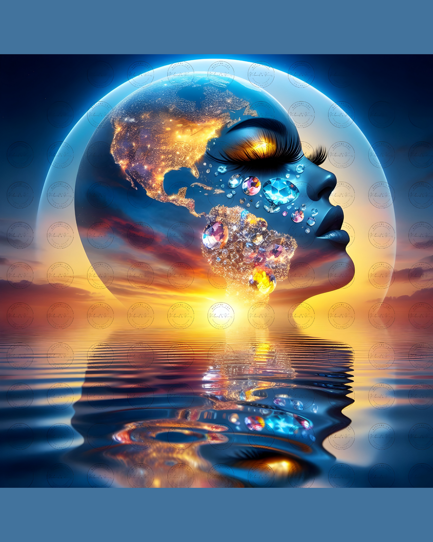 Black Girl Art – Female Digital Prints - Velvet's View – Cosmic Reflections - Visions of Earth and Spirit