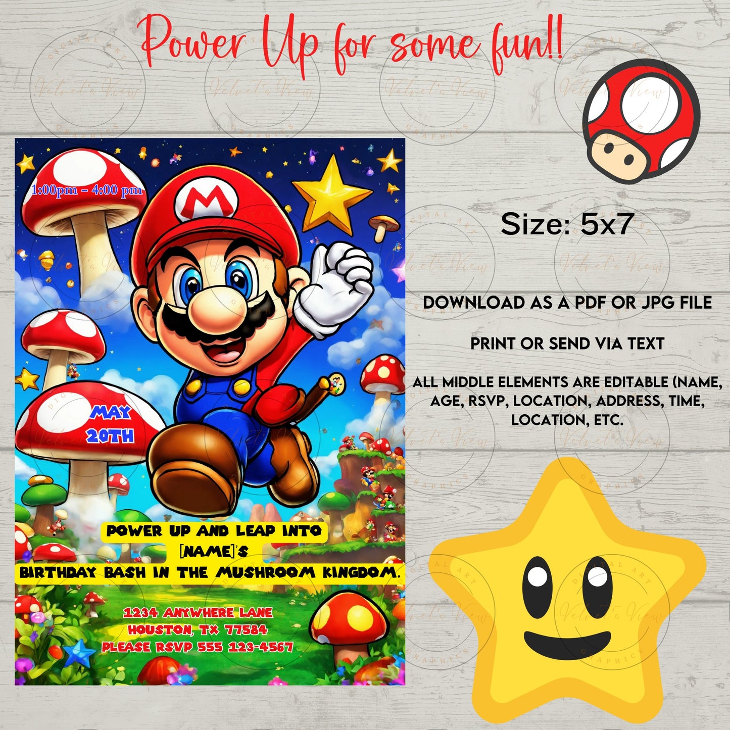 Printable Editable Invite Template | Music Birthday Party | Super Gaming Bash: Level Up Birthday Party Invitation #2013