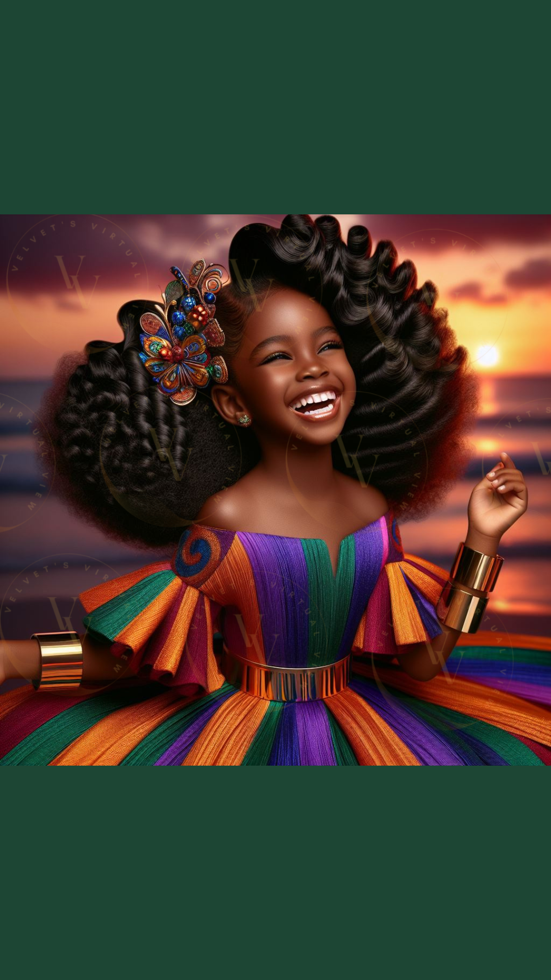 Black Girl Art - Kids Digital Art - Sunset Serenade - Velvets View's Radiant Collection 402