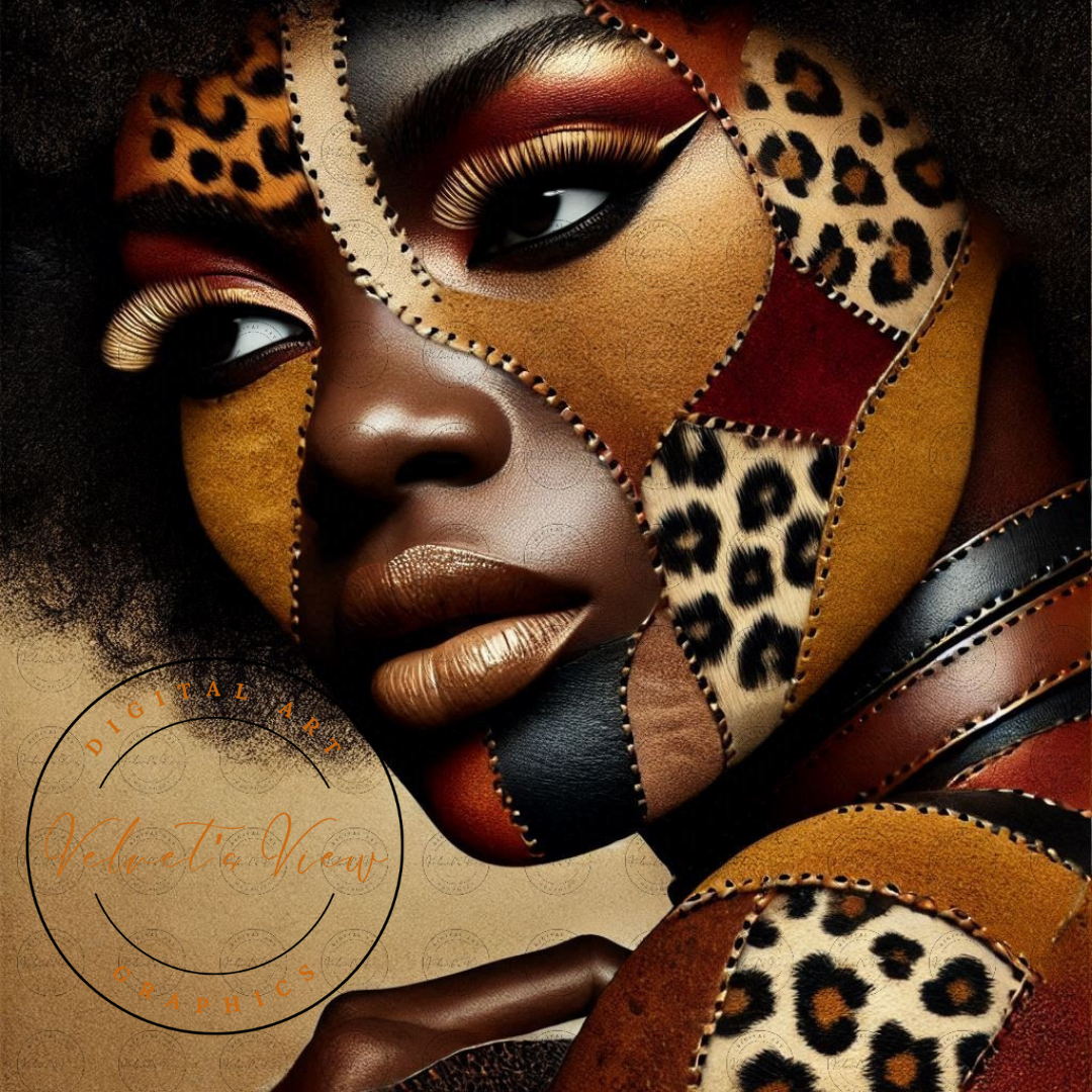Black Girl Art - Velvets View - Wild Elegance: Faces of Strength 702
