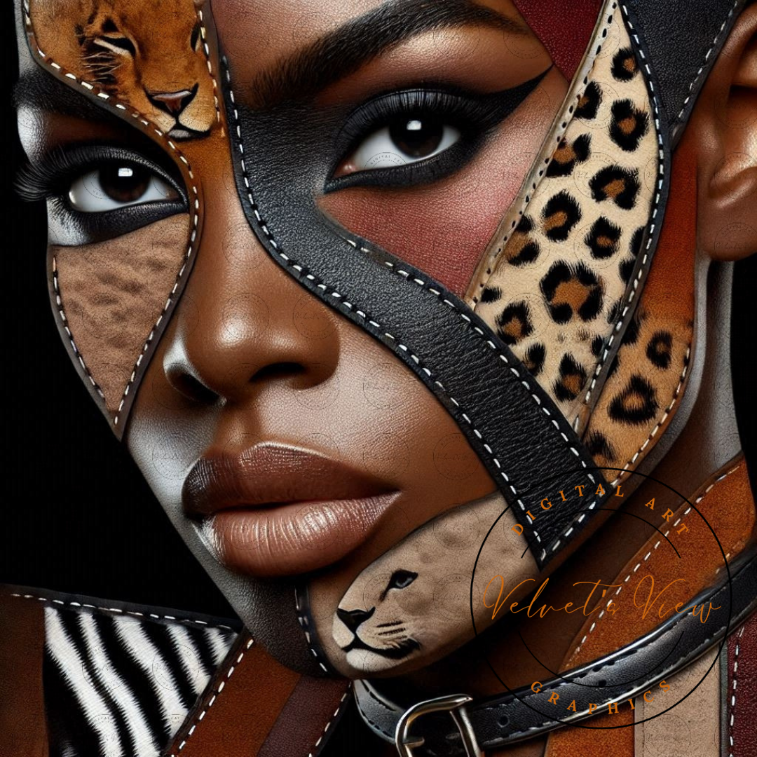 Black Girl Art - Velvets View - Wild Elegance: Faces of Strength 704