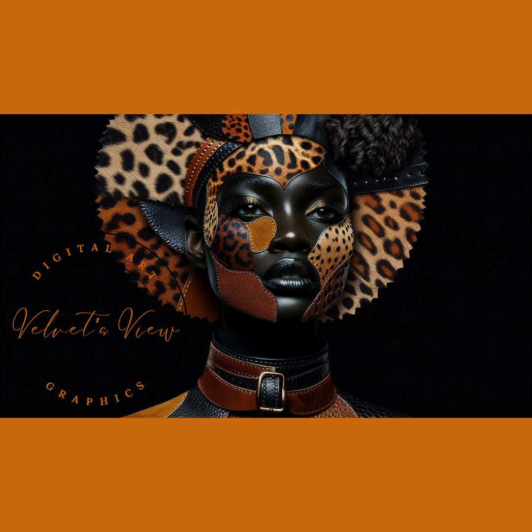 Black Girl Art - Velvets View - Wild Elegance: Faces of Strength 705