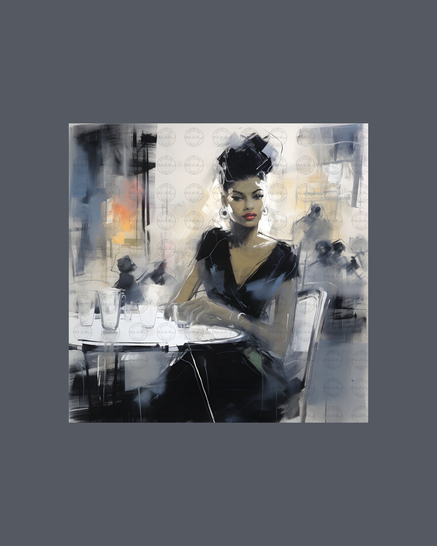 Black Girl Art – Female Digital Prints - Velvet's View – Café Chic: A Moment in Monochrome