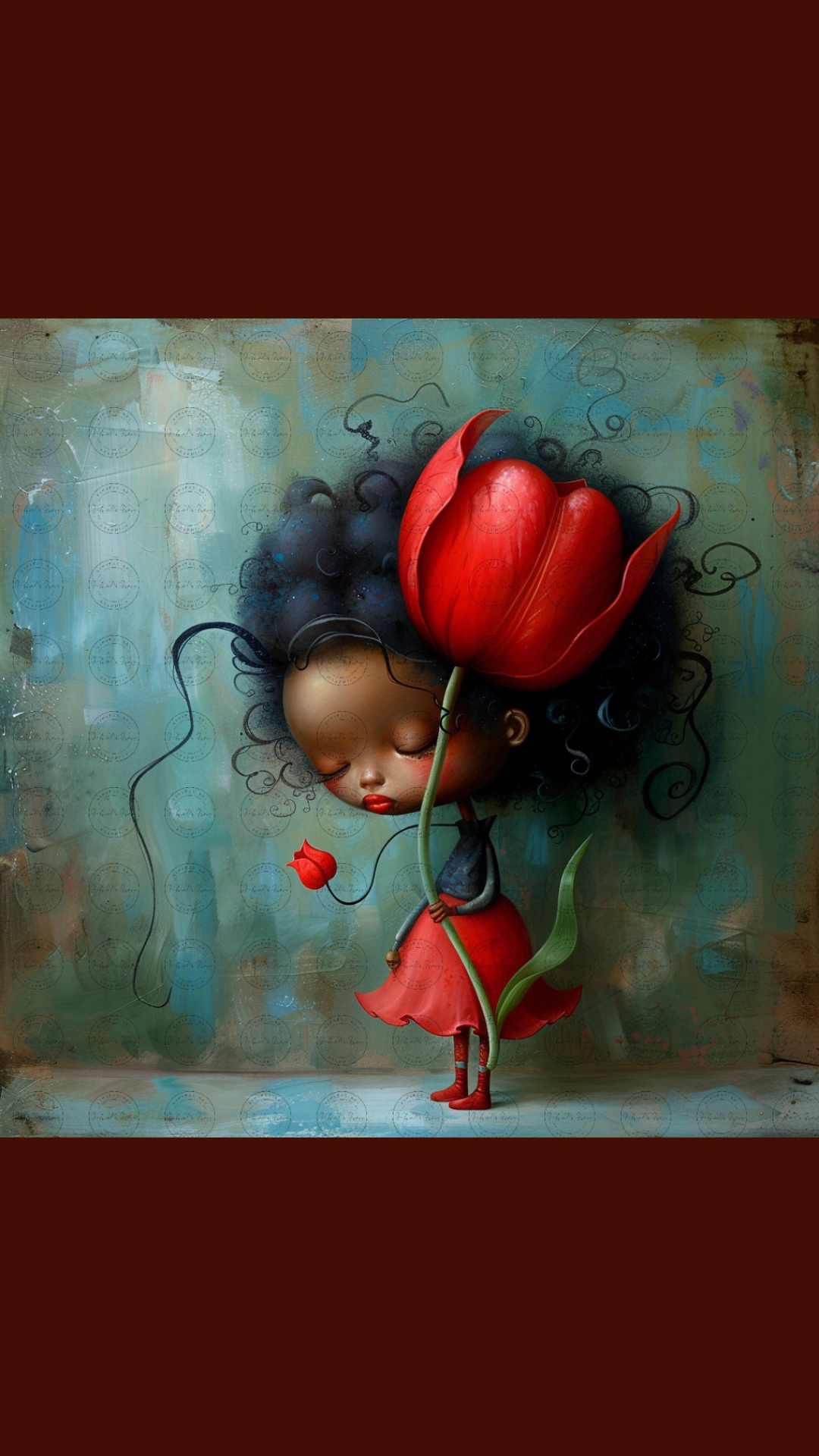 Black Girl Art - Kids Digital Art - Velvet's View - Tressa and Her Tulips 1022