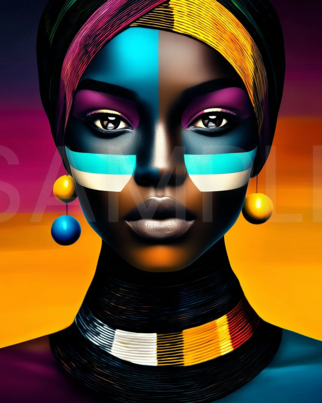 Afro Modern Majesty: Bold Digital Portraits of African Women in Geometric Color Patterns – Velvet’s View Exclusive - hfb852314C
