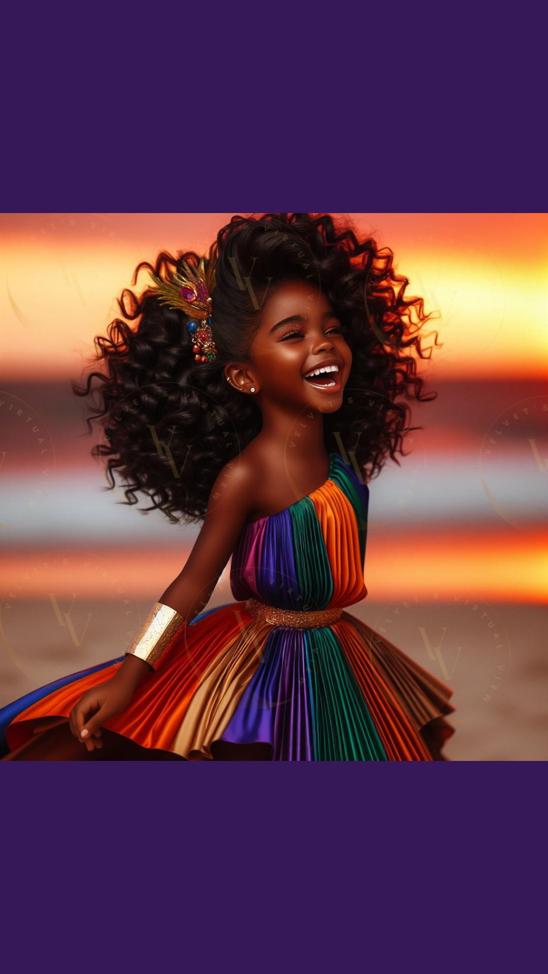 Black Girl Art - Kids Digital Art - Sunset Serenade - Velvets View's Radiant Collection 405
