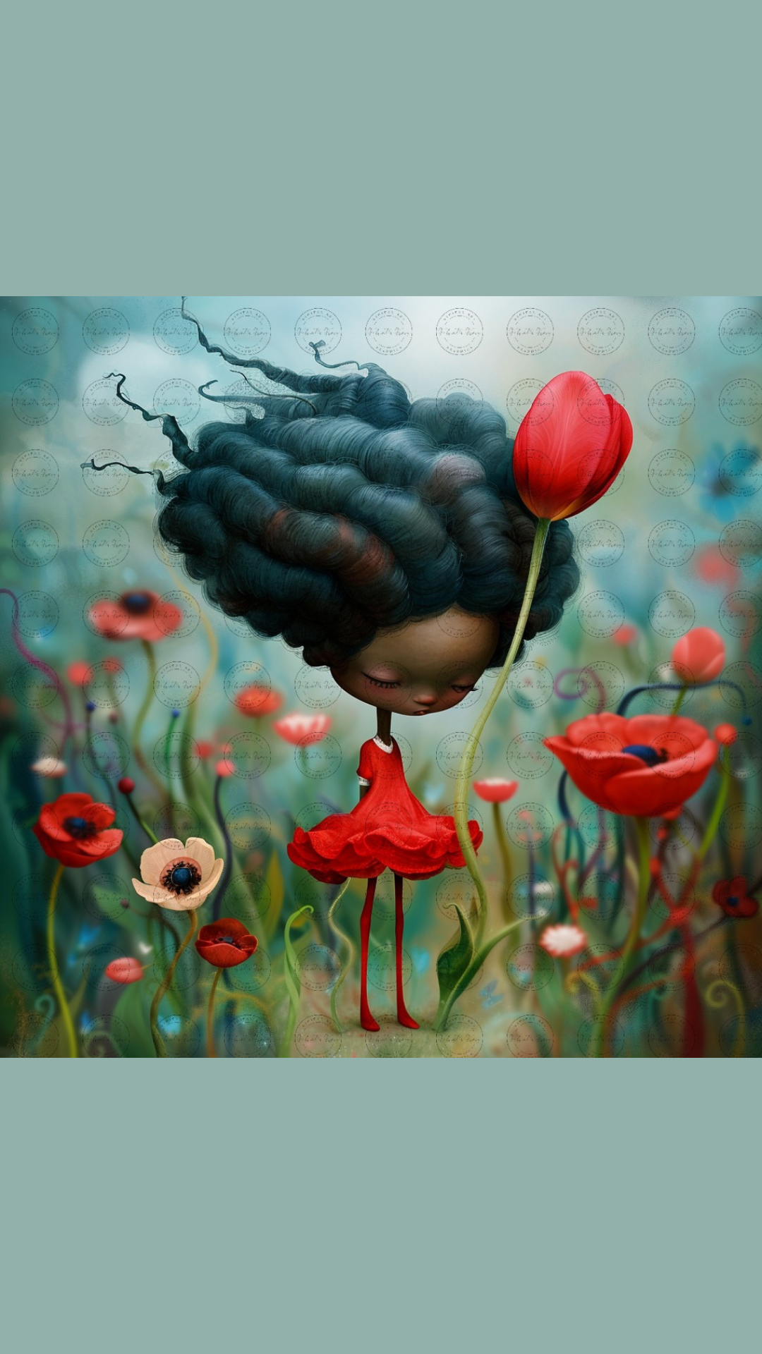 Black Girl Art - Kids Digital Art - Velvet's View - Tressa and Her Tulips 1013