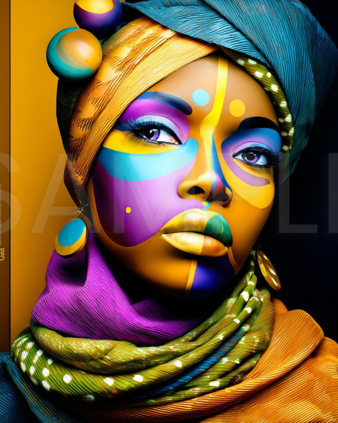 Afro Modern Majesty: Bold Digital Portraits of African Women in Geometric Color Patterns – Velvet’s View Exclusive - hfb852314D