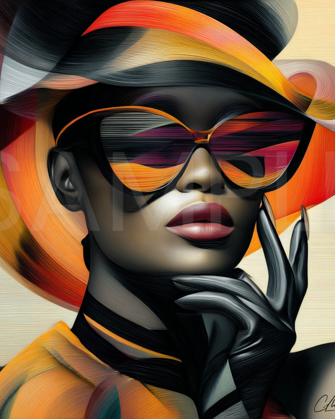 Sunlit Sirens: Bold Black Beauty in Abstract Shades by Velvet’s View - 2315698