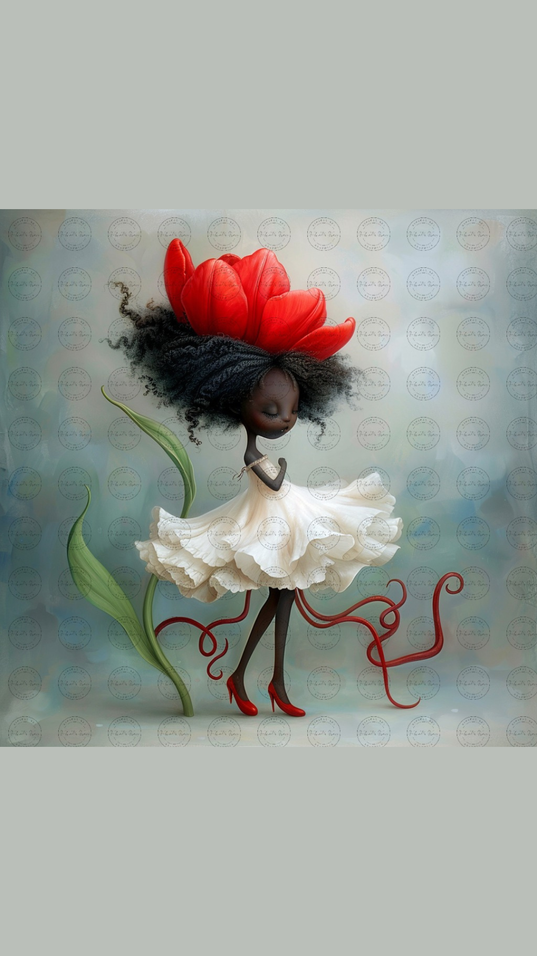 Black Girl Art - Kids Digital Art - Velvet's View - Tressa and Her Tulips 1028