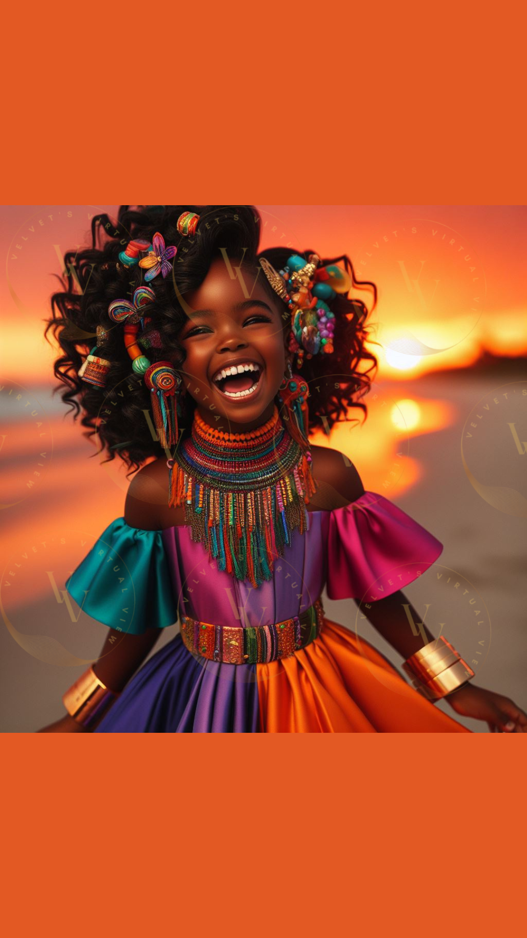 Black Girl Art - Kids Digital Art - Sunset Serenade - Velvets View's Radiant Collection 406