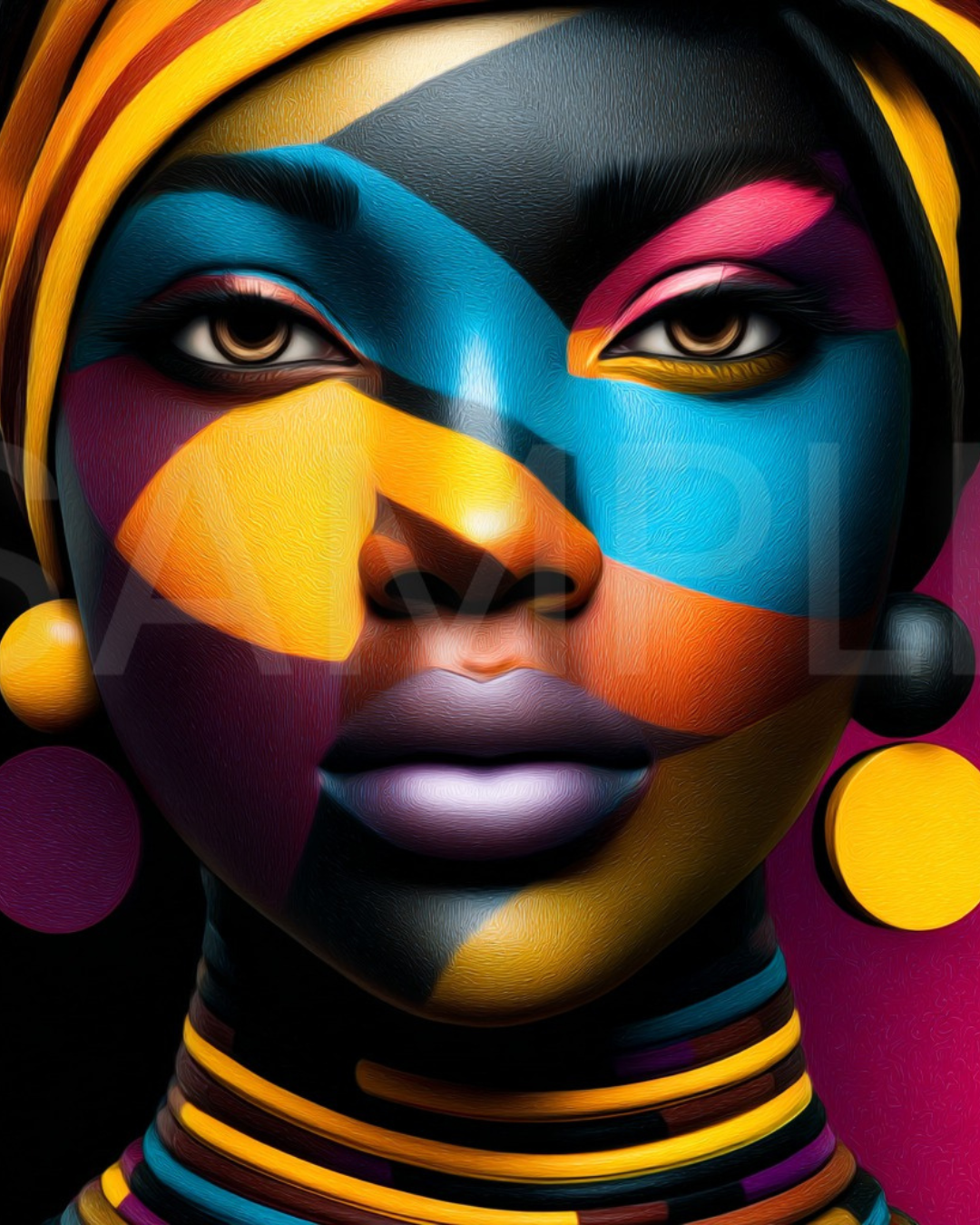 Afro Modern Majesty: Bold Digital Portraits of African Women in Geometric Color Patterns – Velvet’s View Exclusive - hfb852314E