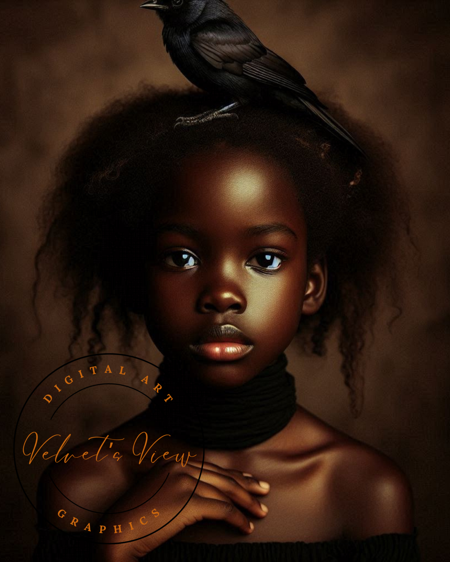 Black Girl Art - Kid's Digital Art - Velvet's View - A Little Girl and Her Bird 526