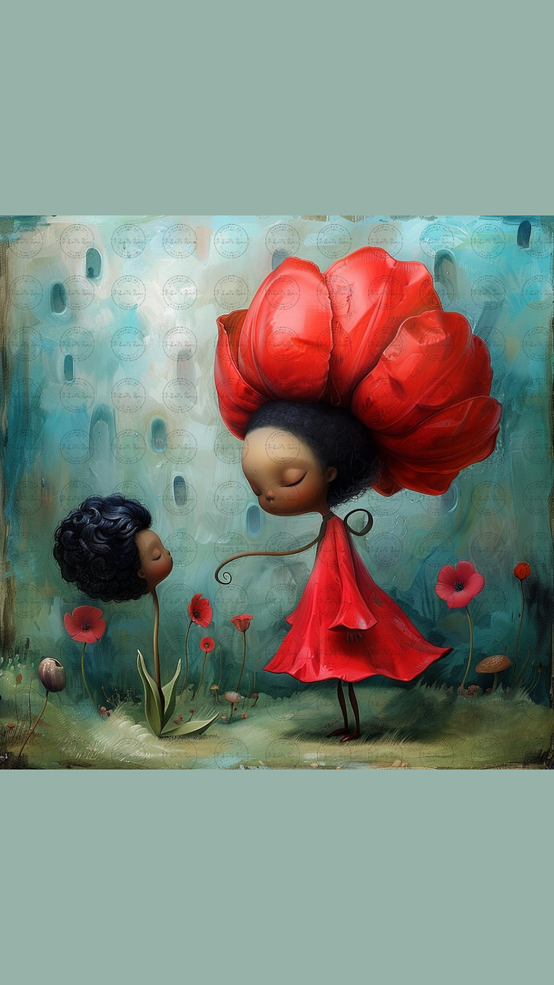 Black Girl Art - Kids Digital Art - Velvet's View - Tressa and Her Tulips 1009