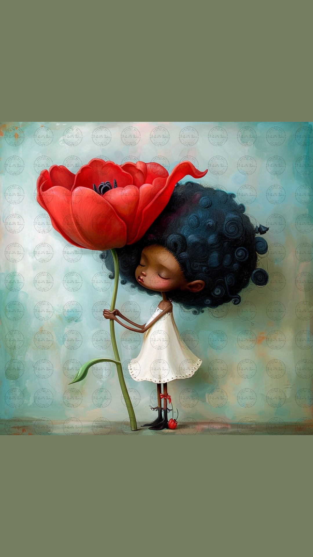 Black Girl Art - Kids Digital Art - Velvet's View - Tressa and Her Tulips 1026