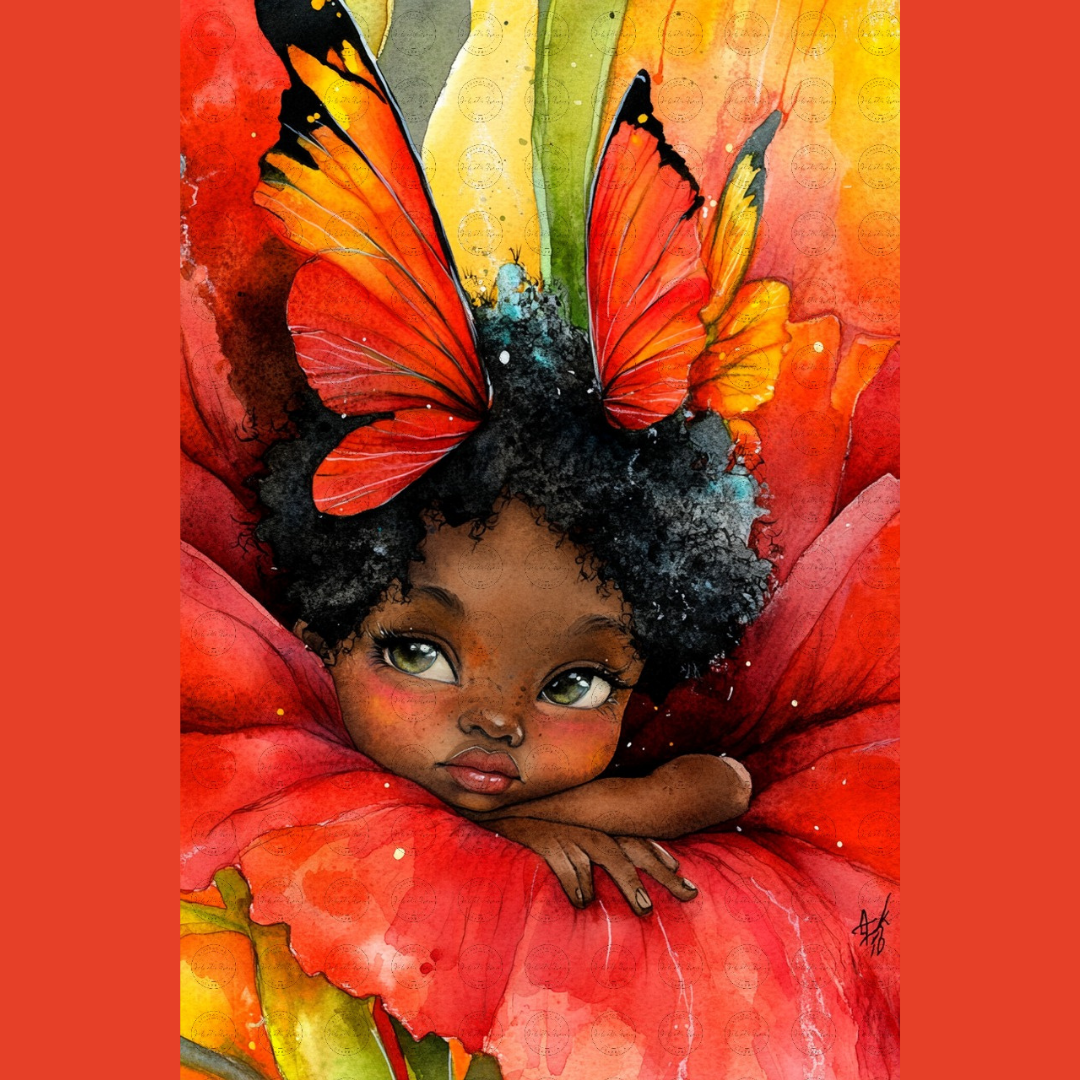 Black Girl Art - Velvet's View Digital Art : Blossom Fairy Whispers 215