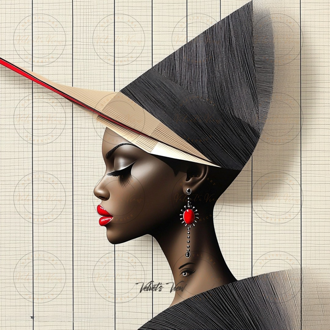 Black Girl Art  - Velvets View Digital Art - Elegance in Perspective: Where Bold Lines Meet Timeless Sophistication 412