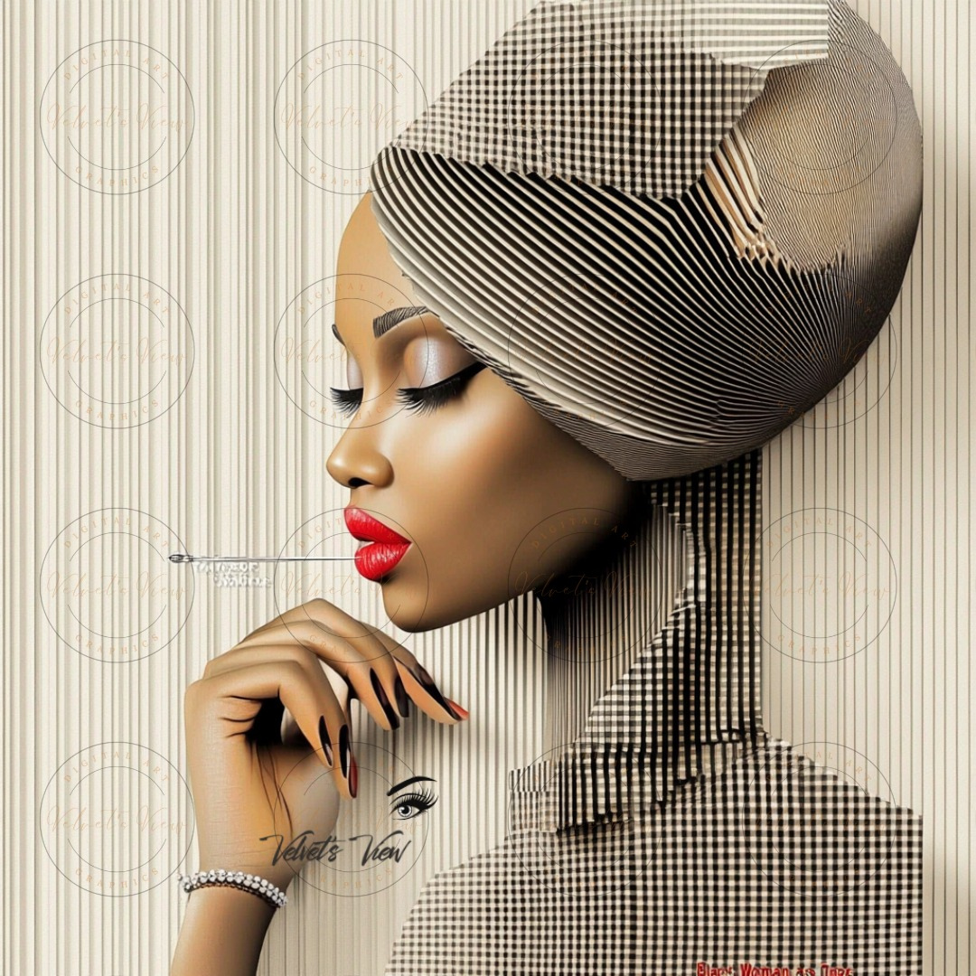 Black Girl Art  - Velvets View Digital Art - Elegance in Perspective: Where Bold Lines Meet Timeless Sophistication 410
