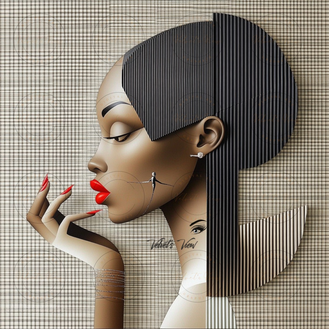 Black Girl Art  - Velvets View Digital Art - Elegance in Perspective: Where Bold Lines Meet Timeless Sophistication 409