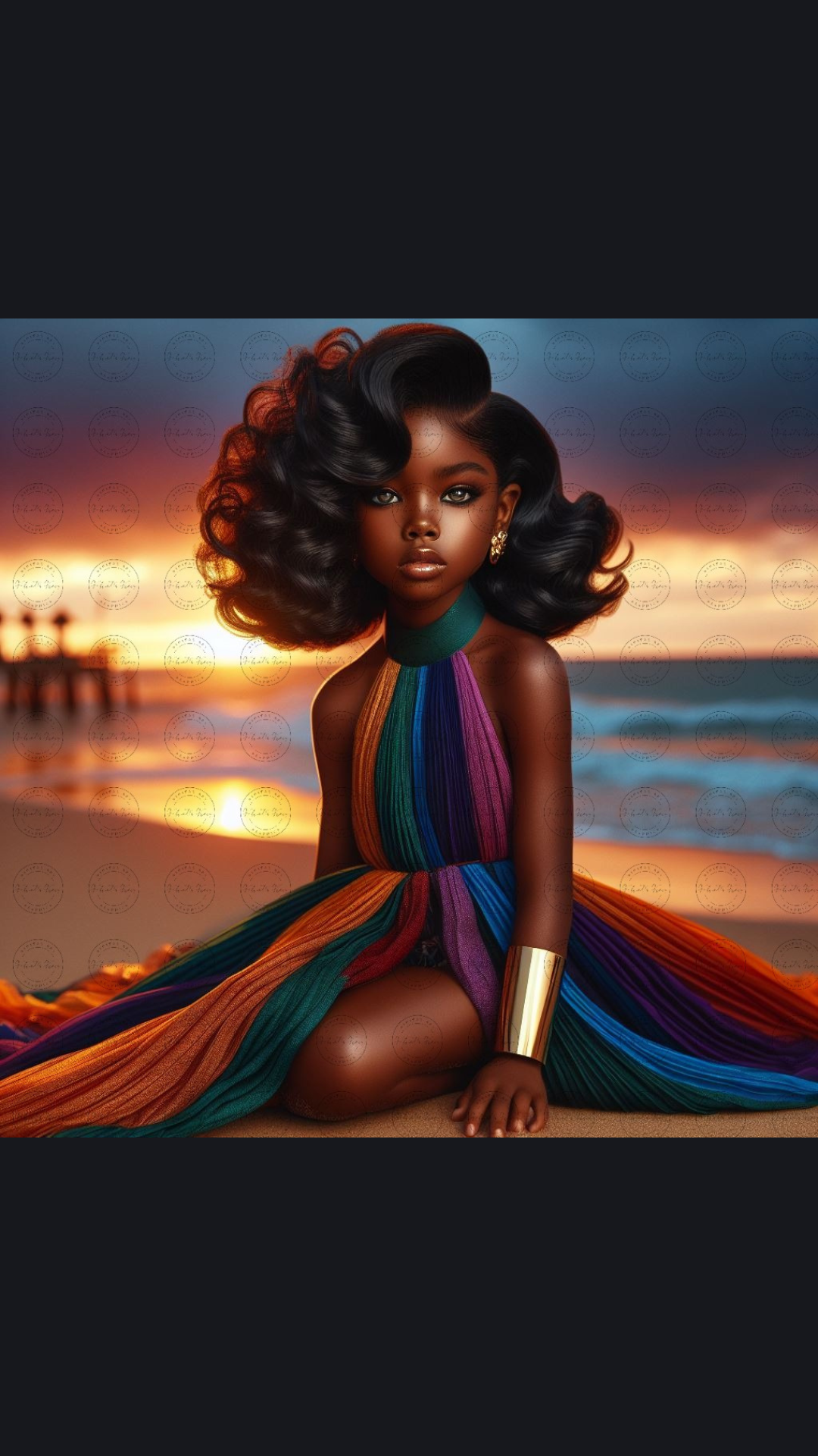 Black Girl Art - Kids Digital Art - Sunset Serenade - Velvets View's Radiant Collection 409