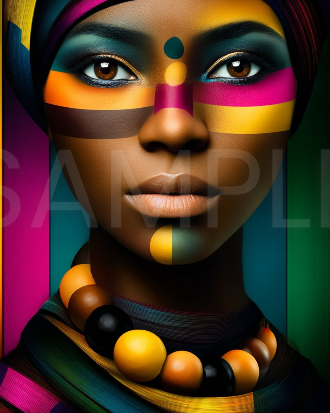 Afro Modern Majesty: Bold Digital Portraits of African Women in Geometric Color Patterns – Velvet’s View Exclusive - hfb852314H