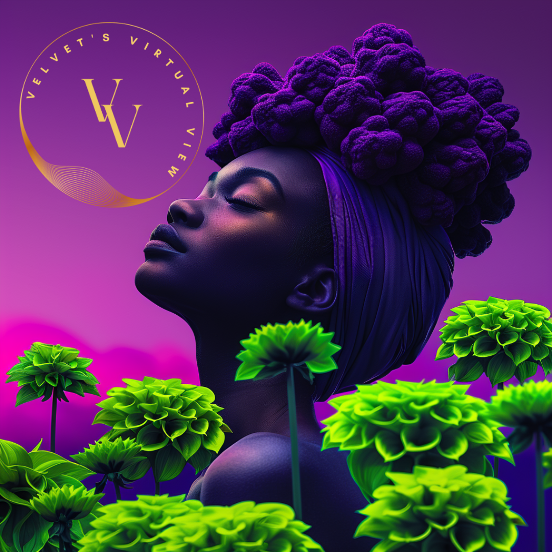 Black Girl Art – Female Digital Prints - Velvet's View – Floral Reverie