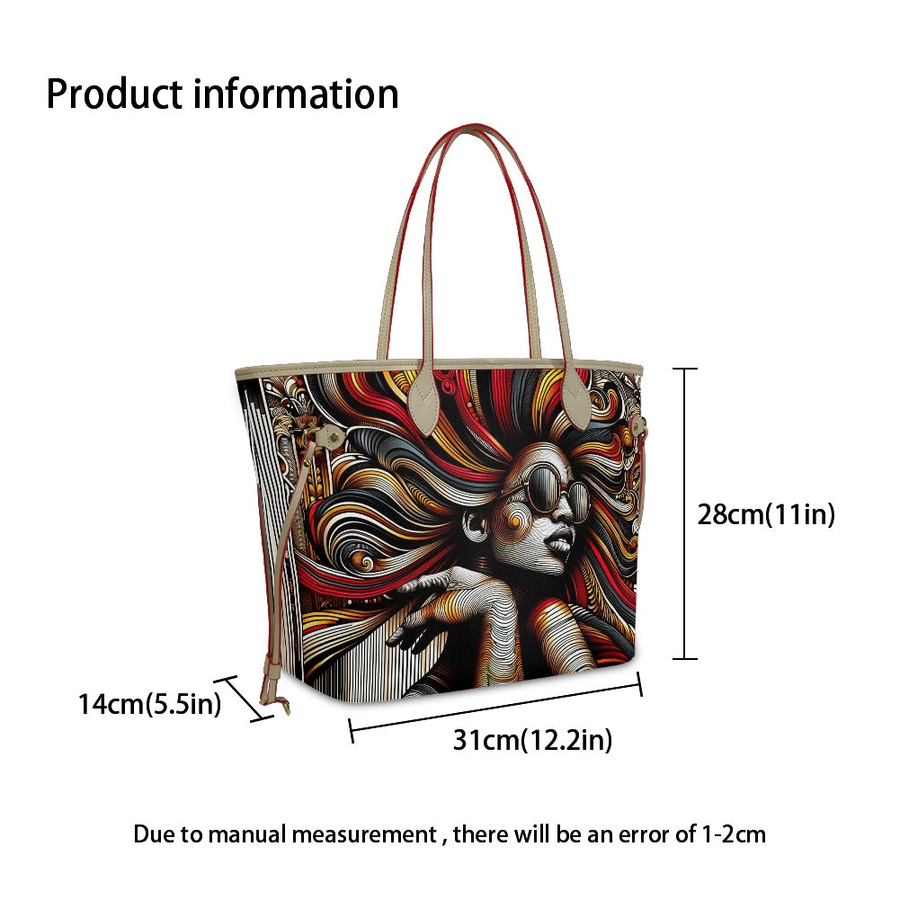 Rhythmic Radiance: Afrocentric Artistry for Fashion Accessories - Women PU Leather Handbags - #2015