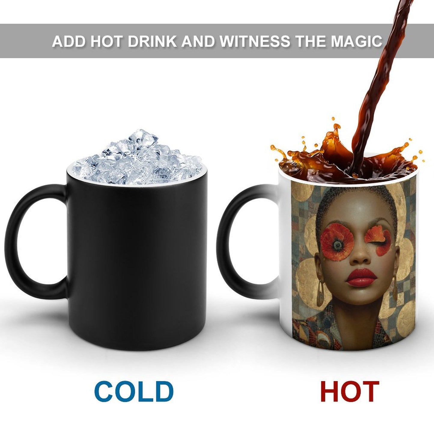 The Gilded Bloom Collection – Red Poppy Portrait Series (Coffee Mugs) By Velvet's View - Discoloration Mug Discoloration Mug - B45632