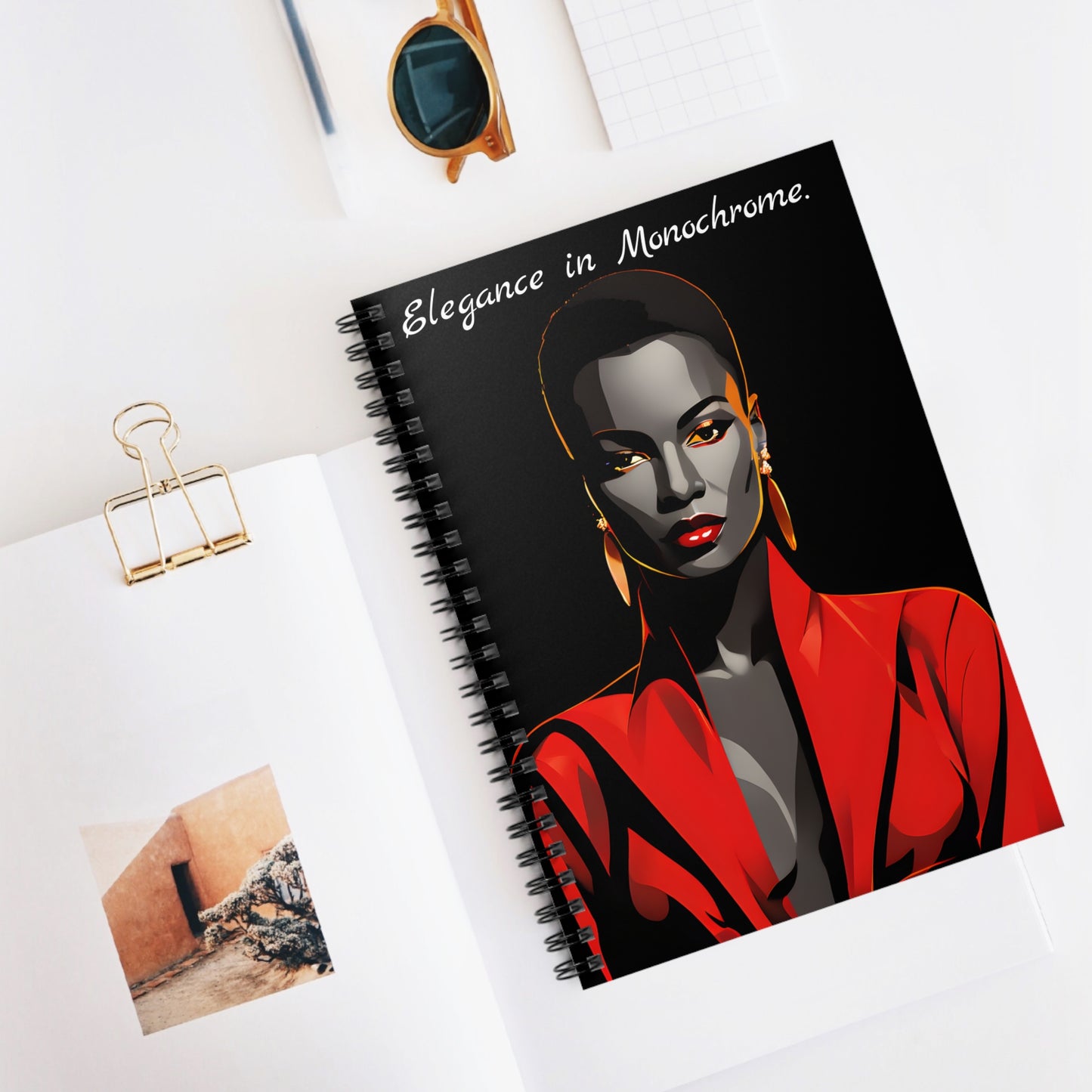 Elegance in Monochrome - Spiral Notebook - Ruled Line