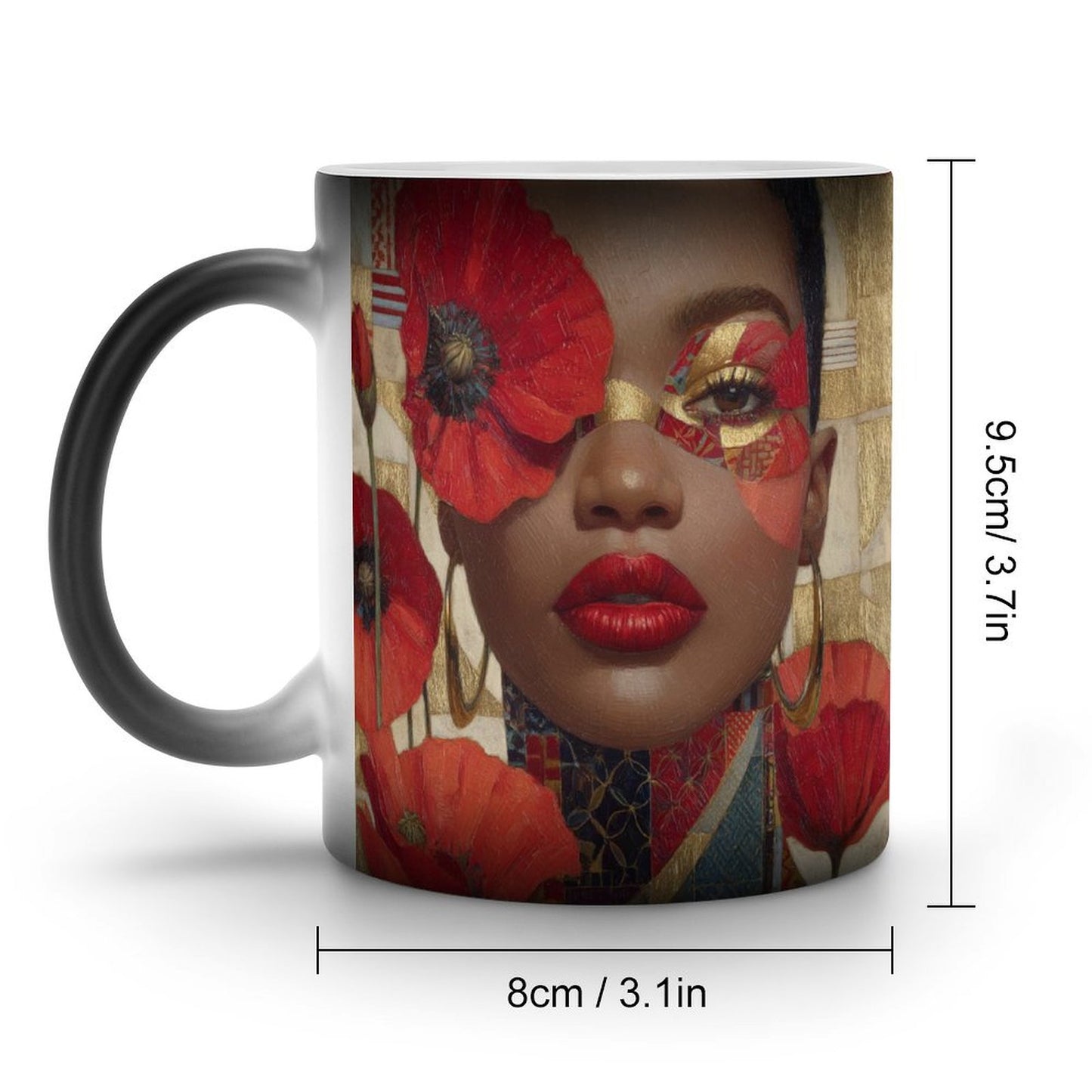 The Gilded Bloom Collection – Red Poppy Portrait Series (Coffee Mugs) by Velvet's View - Discoloration Mug Discoloration Mug - B47891