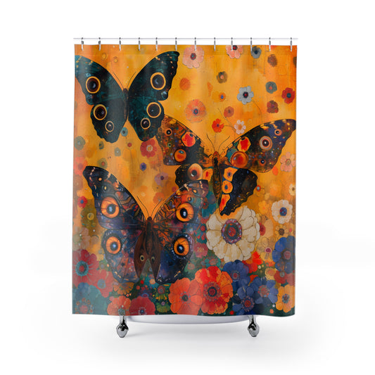 Shower Curtains - Black Girl Art - Velvet's View - Butterfly Dreams Collection 2014