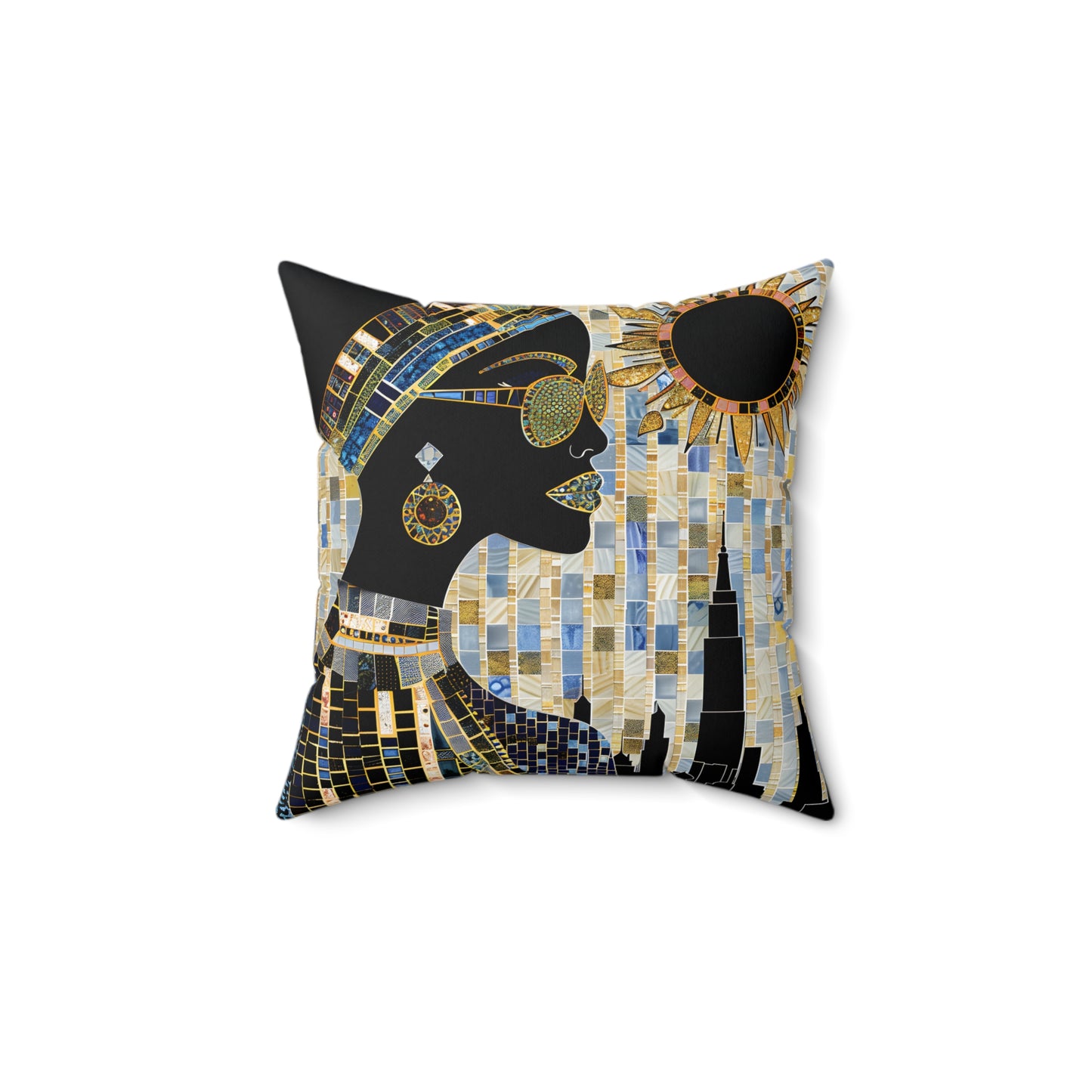 Spun Polyester Square Pillow  - Black Girl Art - Velvet's View - Vibrant Visions - The Bohemian Collection