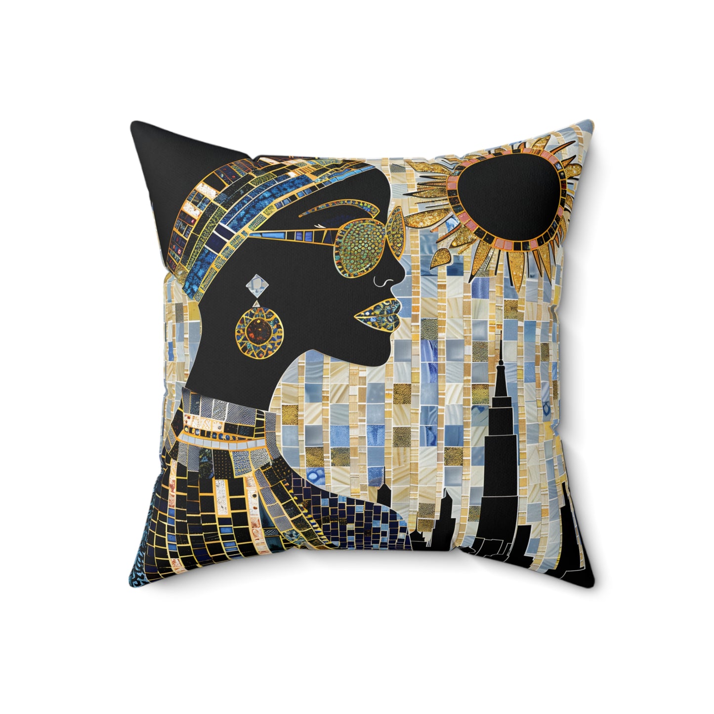 Spun Polyester Square Pillow  - Black Girl Art - Velvet's View - Vibrant Visions - The Bohemian Collection