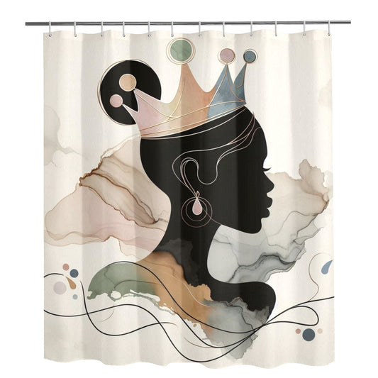 Afro Royalty Shower Curtain Collection – Black Queen Silhouette Art for Bathroom Décor - 64121748