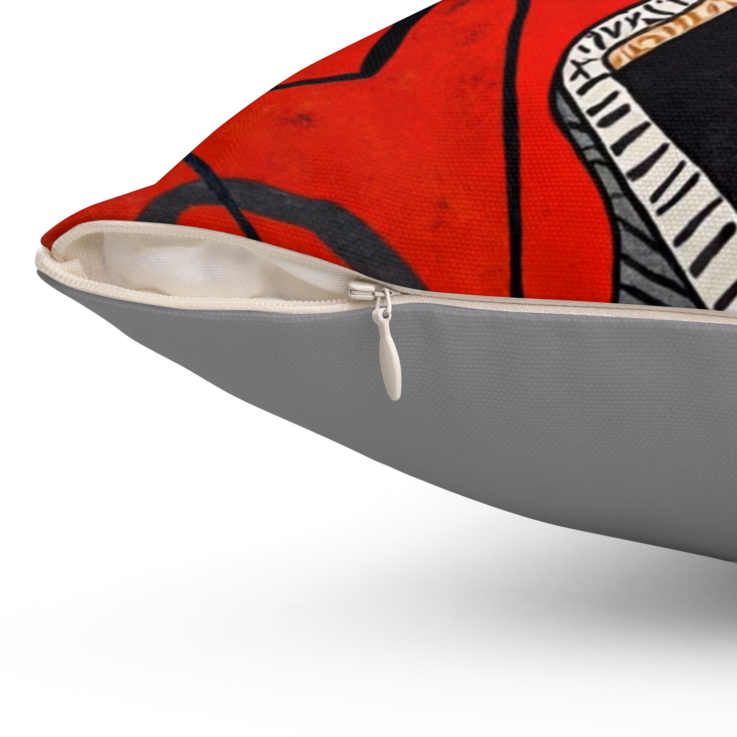 Spun Polyester Square Pillow - Black Girl Art - Velvet's View - Tribal Harmony - Red and Black Tribal Patterns –