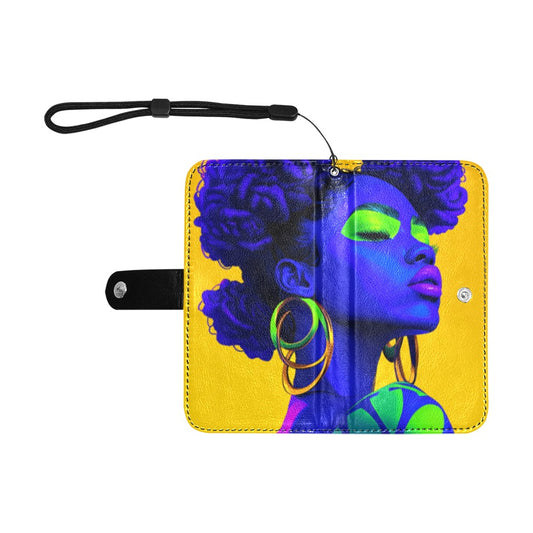 Vivid Visions: The Essence of Afro-Modernism Collection - Flip Leather Purse for Mobile Phone/Small (Model 1704) - #2011